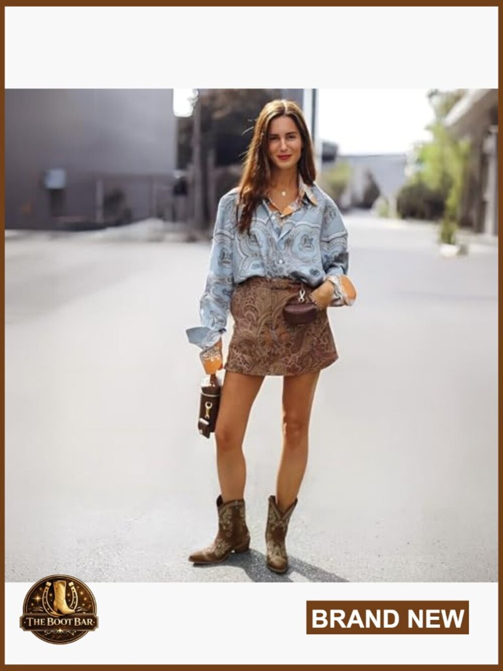 Pointed Toe Western Booties with Embroidered Rhinestone Chunky Heel Ankle Boots - Picture 2 of 6